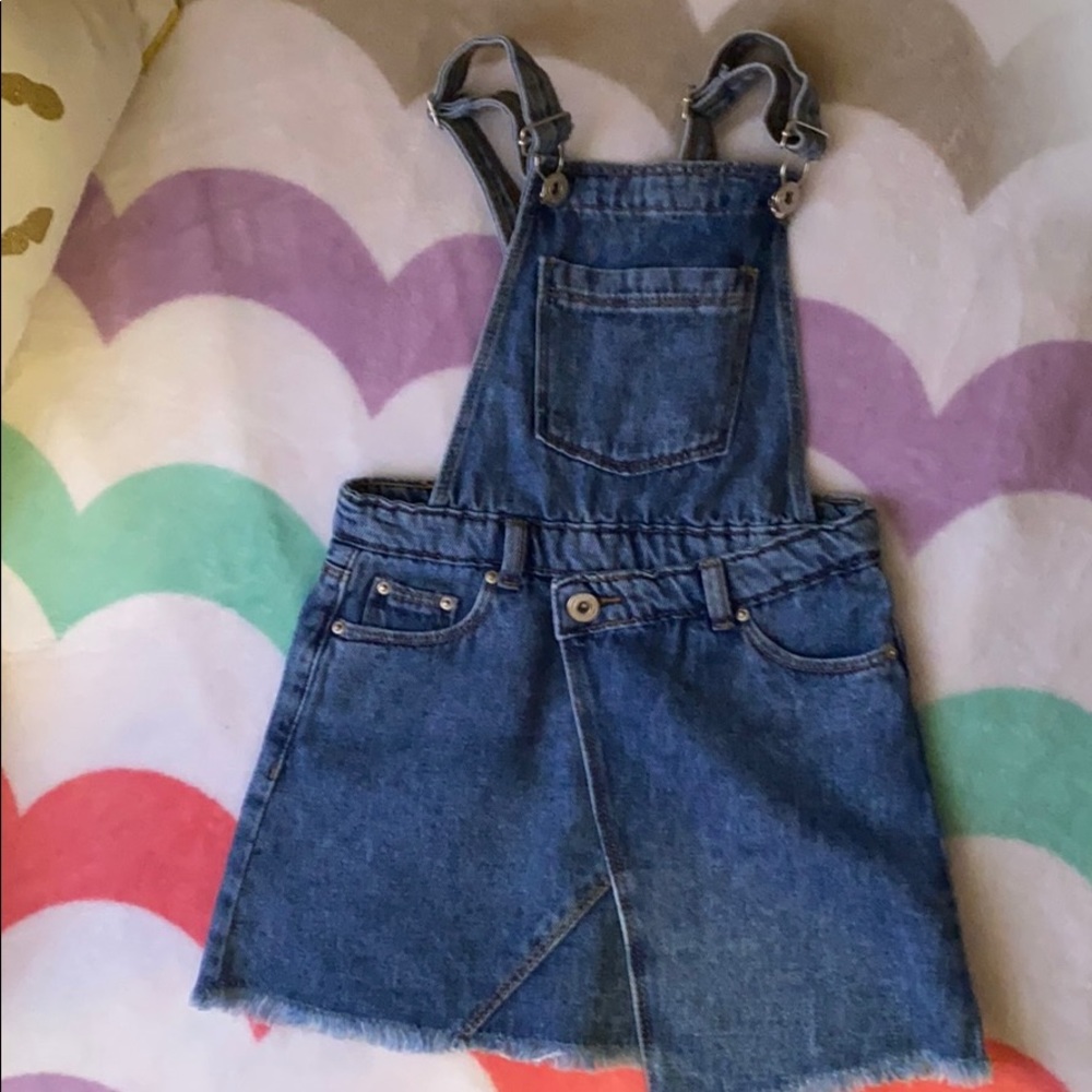 Zara kids denim overalls skirt